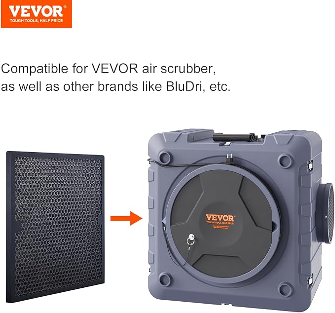 VEVOR Active Carbon Filters, 3 Pack, 15.7'' x 15.7'' Air Filter Replacement, High-efficient Stage 2 Filters Compatible w/BlueDri & VEVOR Scrubber, Air Purifiers, Water Damage Restoration Equipment