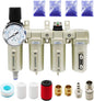 1/2" NPT Industrial Grade 4 Stage Gas Drying System, Coalescing Filter, Desiccant Dryer, Auto Drain, Compatible with Paint Spray, Plasma Cutter (Auto Version)