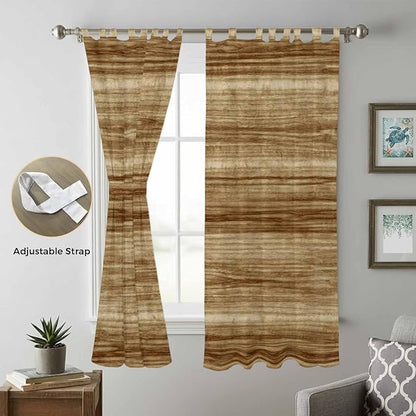 Vintage Western Living Room Curtains 96 Inch Length, Window Curtains Tab Top, Rustic Farmhouse Wooden Grain Barn Door Light Filtering Window Treatments Drapes 52"x96" 2 Panel