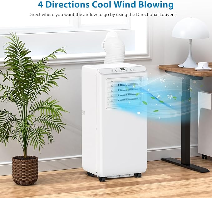 Portable Air Conditioners 10,000 BTU, Quiet Operation with Remote Control, Cools Rooms Up to 450 Sq. Ft, Portable AC Unit for Office Dorm Rooms, White