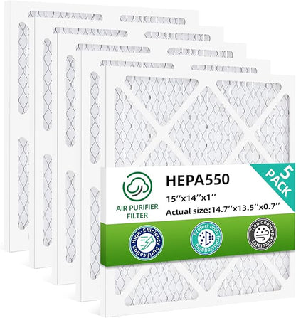 MERV-10 Air Filter Replacement Compatible with AlorAir CleanShield HEPA 550,Abestorm HEPA 550 Air Scrubber, 14.8" x 13.7" x 0.8" First-Stage Filtration, 5-Pack