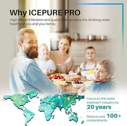 ICEPURE PRO UKF8001 NSF401&473&53&42 Certified Replacement Everydrop EDR4RXD1, Filter 4, Maytag UKF8001AXX UKF8001P, Whirlpool 4396395 WF-UKF8001 FMM-2 MPF15090 SGF-M9 Refrigerator Water Filter 4PACK