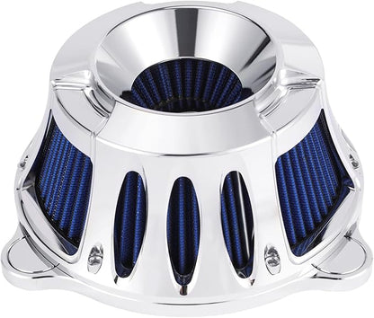 Air Cleaner Motorcycle Air Filter Intake System Kit Fit for Harley Dyna 2000-2017, Softail 2000-2015, Touring 2000-2007(B-Chromed Silver)
