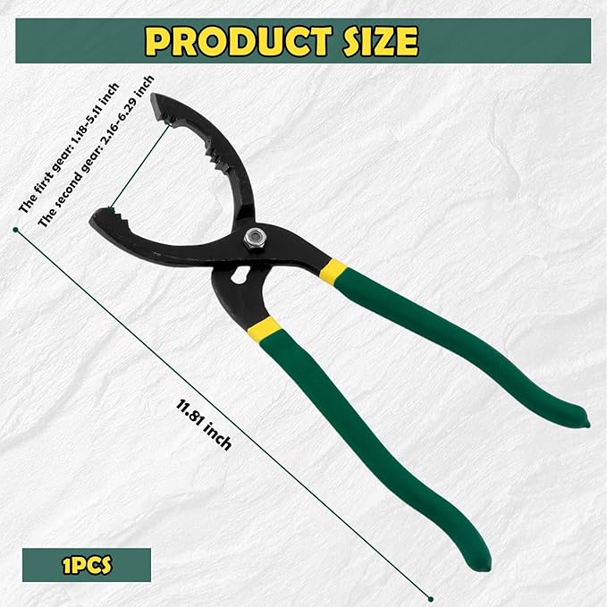 12" Adjustable Oil Filter Pliers,Car Oils Filters Removal Tool for Oils Filters Removals and Installation,Multi-Functional Oil Filter Wrench Tool with Non-Slip Handle