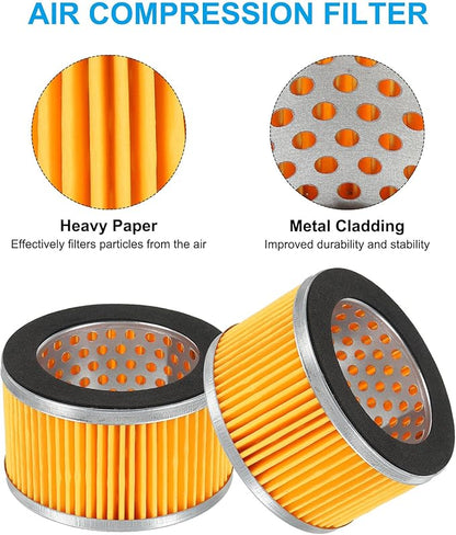 PATIKIL 3.2 x 2 Inch Air Compressor Intake Paper Filter 4 Pack Piston Type Air Filter Elements Replacement for Blowers Generators Filter Particles to Reduce Noise, Yellow