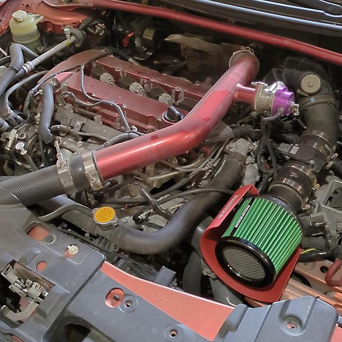 KYOSTAR Universal 3" (76mm) High-Flow Air Filter, Reusable Cone Cold Air Intake, High Performance, Washable, Clamp-On Car High Flow Dry Air Kit, Flange Diameter: 3 Inch, Filter Height: 6.4 Inch, Green