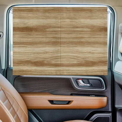 Light Brown Wood Grain Magnetic Double Layer Car Window Shades,Side Window Curtains for Blackout/Breathable Mesh View,Western Farmhouse Barn Door Privacy Sun Shades for Heat/UV Protection 26x20in 1pcs