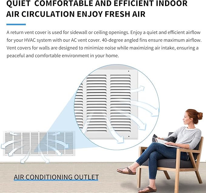 32x12 Return Air Grille(Duct Opening Size),Air Return Vent Cover,Flat Vent Cover,Rejillas De Aire Acondicionado Para Casa,Return Air Grilles,Outer Dimensions:33.75"Wx13.75"H(32"W x 12"H, Duct Opening)