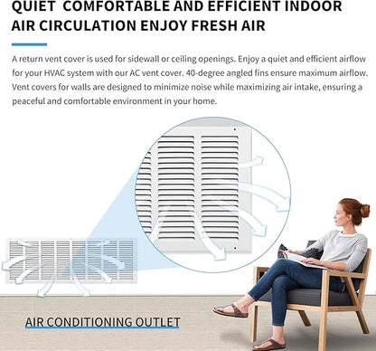 32x12 Return Air Grille(Duct Opening Size),Air Return Vent Cover,Flat Vent Cover,Rejillas De Aire Acondicionado Para Casa,Return Air Grilles,Outer Dimensions:33.75"Wx13.75"H(32"W x 12"H, Duct Opening)
