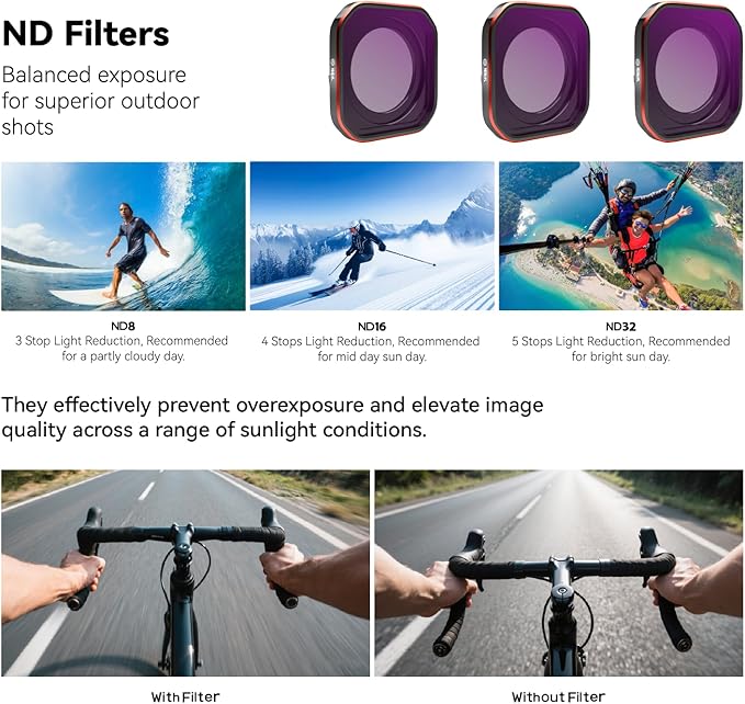 4-Pack Filter Kit for Insta360 Ace Pro2, Combo of CPL ND8 ND16 ND32 Lens, Polarizer and Neutral Density Filters for Anti-Glare & Exposure Control, Travel Case