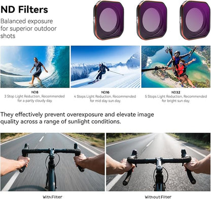 4-Pack Filter Kit for Insta360 Ace Pro2, Combo of CPL ND8 ND16 ND32 Lens, Polarizer and Neutral Density Filters for Anti-Glare & Exposure Control, Travel Case