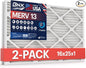 BNX TruFilter 16x25x1 MERV 13 (2-Pack) AC Furnace Air Filter - MADE IN USA - Electrostatic Pleated Air Conditioner HVAC AC Furnace Filters - Removes Pollen, Mold, Bacteria, Smoke