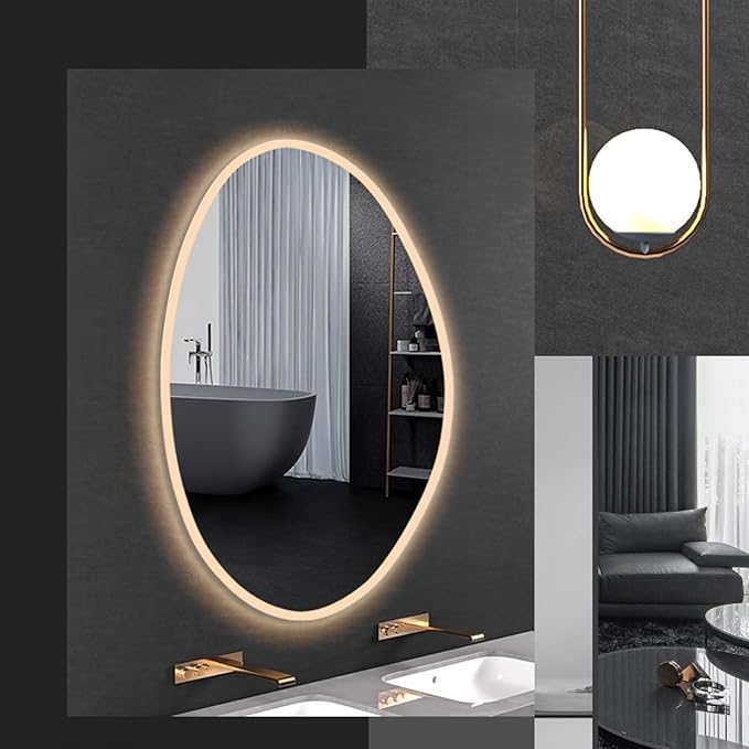 Inner Sand Smart Illuminated LED Bathroom Mirror, Wall Mounted Multifunction Bathroom Vanity Mirror with Dimmable Brightness | Sensor Touch | Demister Pad | Time Temperature(Dimmable,60x80cm)