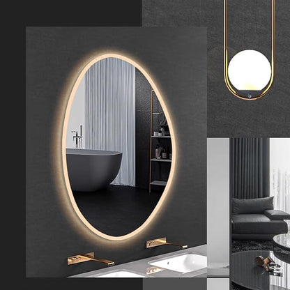 Inner Sand Smart Illuminated LED Bathroom Mirror, Wall Mounted Multifunction Bathroom Vanity Mirror with Dimmable Brightness | Sensor Touch | Demister Pad | Time Temperature(Dimmable,60x80cm)