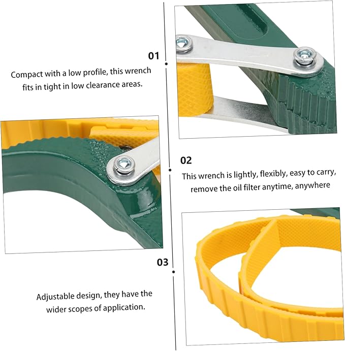 Tofficu 1Pc Non Skid Oil Filter Wrench Durable Belt Type Tool for Easy Removal of Oil Filters Tight Spaces Compatible with Cars Trucks and Farm Equipment