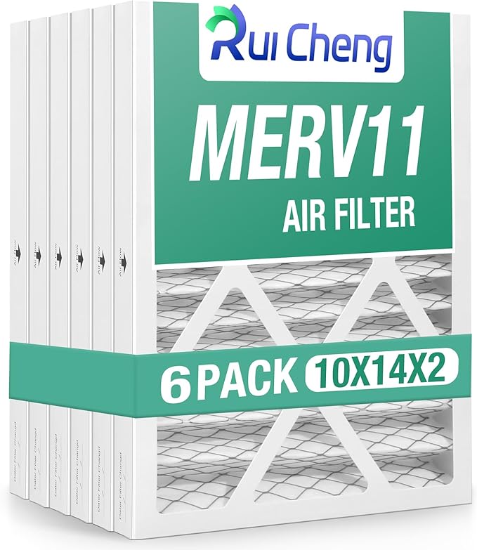 6 Pack Updated 10x14x2 Air Filter, pertain Merv 11 HVAC Pleated A/C Furnace Filters (Actual Size: 9.5x13.5x1.75)