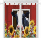 Cow Sunflowers Bedroom Curtains 72 Inch Length, Window Curtains Tab Top, Botanical Floral Leaves Bees Farm Barn Light Filtering Window Treatments Drapes 52"x72" 2 Panel