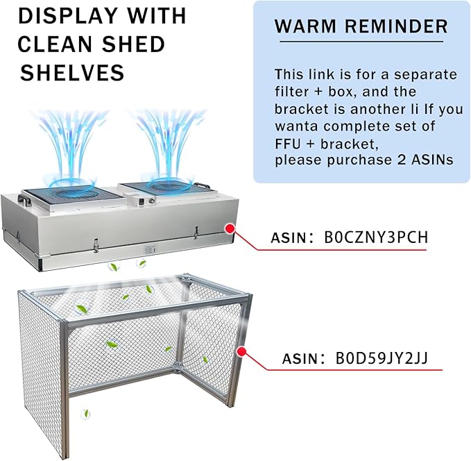 HEPA H14-Filter Laminar Flow Hood Updated FanFilter Unit（Include HEPA Filter）100/ISO Class 5 Cleanroom/Laboratory/Cleanroom/Mushroom Room, Laminar Air Flow Hood(46.2"x22.6"110V，Dual Machine)