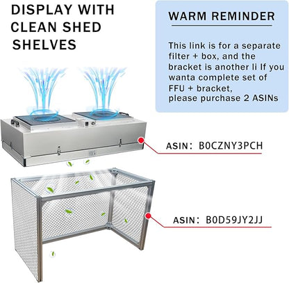 HEPA H14-Filter Laminar Flow Hood Updated FanFilter Unit（Include HEPA Filter）100/ISO Class 5 Cleanroom/Laboratory/Cleanroom/Mushroom Room, Laminar Air Flow Hood(46.2"x22.6"110V，Dual Machine)