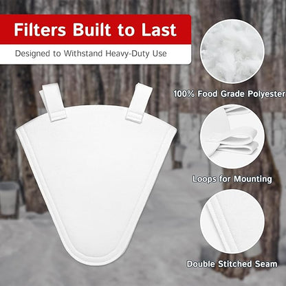 The Felt Store Synthetic Maple Syrup Filter Cone – Reusable Heavy-Duty Polyester Syrup Strainer for Clear Syrup, Easy to Mount or Hang, Food-Grade Material, Spring Maple Sugaring - 5 Quarts