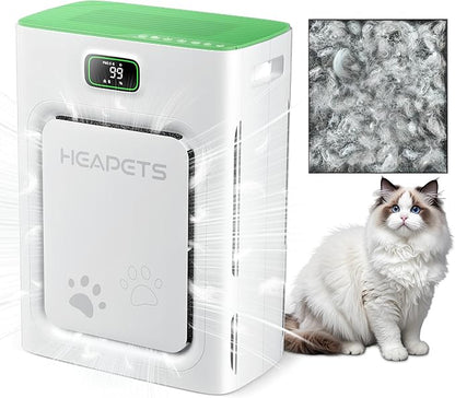 Pet Air Purifier for Home Large Room 2500 sq ft, H13 HEPA Washable Double-Sided Filter, Air Cleaner for Pet Hair Dander Odor Allergies Pollutant Smoke Dust, PM2.5 Air Quality Monitor, Auto Mode, Green