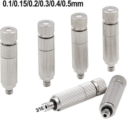 Haueeschoen 80pcs Brass Misting Nozzle Kit for Cooling System, High Pressure 3/16" Threaded Mister Nozzles, Anti-drip Fogging Spray Head for Landscaping, Air Humidification, Spraying Disinfection