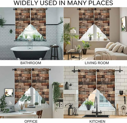 Western Barn Door Swag Valances for Windows, Vintage Farmhouses Wooden Door Brown Rod Pocket Kitchen Curtains Valance, Kitchen Window Curtains Swag for Cafe Bathroom Living Room, 2 Panels, 36x45 inch
