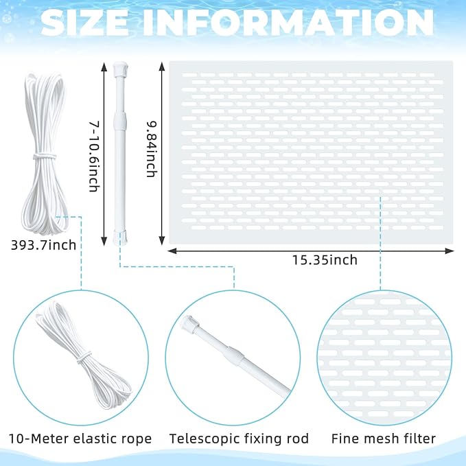 Pool Skimmer Guard Kit Pool Skimmer Screen Net Skimmer Catcher Leaf Shield Net for Inground or Above Ground Pools Debris Easy Assembly Prevent Blockage Anti-Rust & Anti-Corrosion