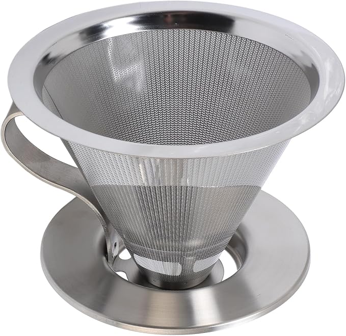 316 Stainless Steel Pour Over Coffee Dripper with 300 Mesh Filter Portable Reusable Cone for Travel Camping Brewing Tea