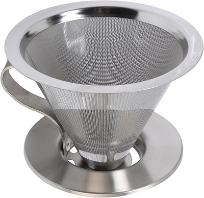 316 Stainless Steel Pour Over Coffee Dripper with 300 Mesh Filter Portable Reusable Cone for Travel Camping Brewing Tea