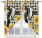 Retro Sunflowers Swag Valances for Windows, Farmhouse Floral Cow Butterfly Black Plaid Rod Pocket Kitchen Curtains Valance, Kitchen Window Curtains Swag for Cafe Living Room, 2 Panels, 36x63 inch
