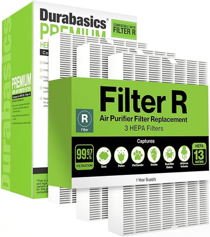 Durabasics 3 Pack of HEPA Filters Compatible with Honeywell Air Purifier Replacement Filters, Replacement for Honeywell Filter R, HEPA Filter R, HPA300, HPA 300 & HRF-R3