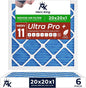 MervKing 20x20x1 Air Filter Actual Size: 19.7" x 19.7" x 0.75" MERV 11 MPR 1000-1200 | MADE IN USA | 6-Pack | Pleated HVAC AC Furnace Replacement