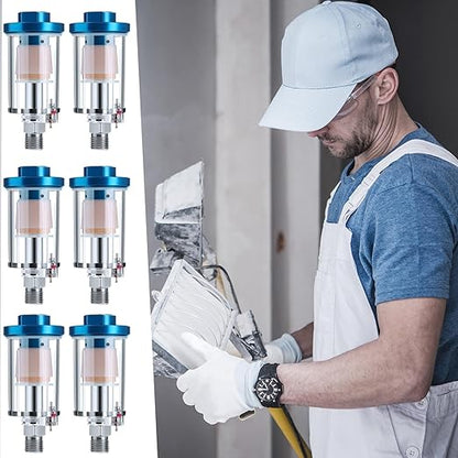 Mudder 10 Pcs Compressed Air Filter Water Oil Separator 1/4 Inch NPT Inlet and Outlet Airbrush Filter Moisture Separator for Air Line Compressor Fitting, 90 PSI