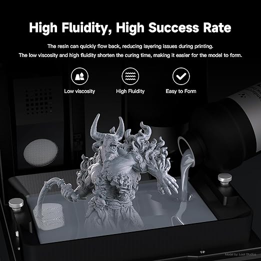 Nova3D ABS-Like Precision 2.0 3D Printer Resin – Enhanced Toughness & Strength, High Precision, Low Odor, Wide Compatibility with 12K/14K LCD Resin 3D Printers (Gray, 1kg)