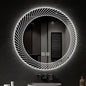 31.5 Inch LED Round Bathroom Mirror,Wall Mounted Multifunction Bathroom Vanity Mirror with Led Three-Color Light and Demister Pad, Circular Wall Mounted Vanity Mirror for Home Bathrooms,Shopping Malls