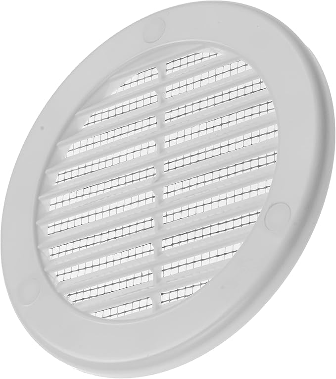 Vent Systems 4" Inch (Opening Dimensions) - Pack of 50 - White Soffit Vent Cover - Plastic Round Air Vent Grille - Built-in Mesh Screen - HVAC Register Louver for Bathroom, Home, Kitchen
