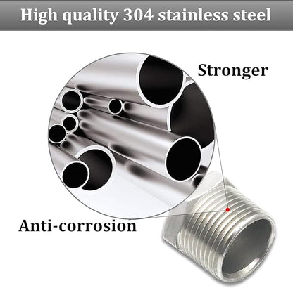2 Pcs Reducer Hex Bushing, 304 Stainless Steel 1" Male NPT to 3/4" Female NPT（ 1"MNPT - 3/4"FNPT） Pipe Fitting Hex Bushing, Heavy Duty Pipe Fitting Reducer Adapter