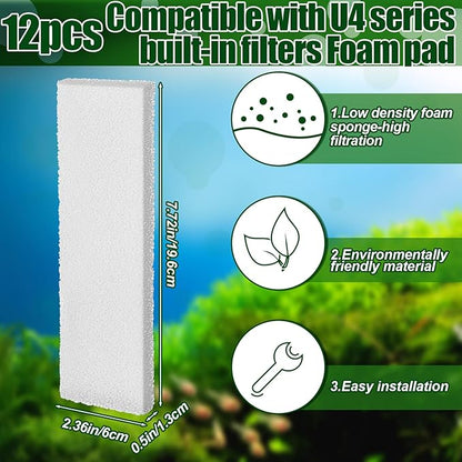 Pangda 24 Pcs Carbon Filter Foam Pads and Foam Filters Compatible with U3 Range of Internal Underwater Sponge Aquarium Underwater Filter Accessories for Internal Replacement Aquarium Fish Tank