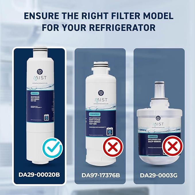 Mist HAF-CIN/EXP Refrigerator Water Filter Replacement for Samsung DA29-00020B, DA29-00020A, Kenmore 46-9101 – NSF 42 & 372 Certified – 2 Pack