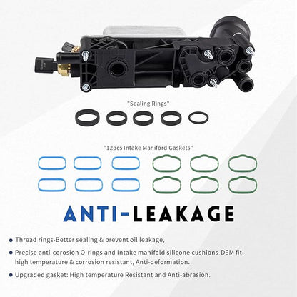 5184294AE Engine Oil Filter Housing Kit with 3.6 Oil Cooler Adapter Assembly for 2011 2012 2013 Chrysler 200 300 town&country Dodge Charger Grand Caravan Challenger Journey Jeep Cherokee Wrangler RAM