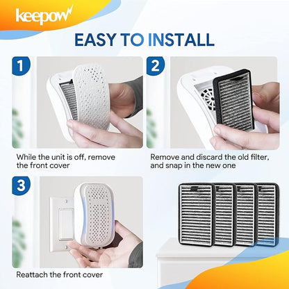 KEEPOW DSTx HEPA +Carbon Filters Replacement Compatible with Clarifion DSTx Mini Personal Portable Air Purifiers. Activated Carbon Filters for Bedroom and Pets. Works for Dust,4 Pack
