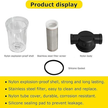 Generic 1" 80 Mesh Water Pump Strainer Filter for High Pressure Washer, Sediment Filter Attachment