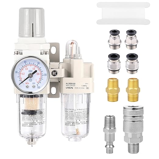 1/4 Inch Compressor Air Filter Pressure Regulator Water-Oil Trap Separator Filter with Lubricator Cup AC2010-02