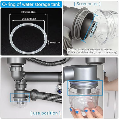 4PCS 70mm (2.76") Flat Silicone Sealing Gaskets - Leak-Proof Washers for Kitchen Sink, Storage Tank Drain & Inclined Sliding Joints