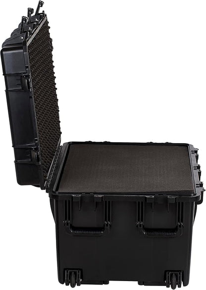MEIJIA Portable All Weather Waterproof Camera Case,Customizable Fit Foam with Rolling Wheels and Retractable Pull Handle,33.25"X24.4"X19.3"