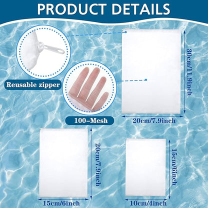 Shappy 15 Pcs 3 Sizes Aquarium Filter Mesh Bags 150 Micrometer Fine Filter Fish Tank Media Bags with Zipper for Activated Carbon Biospheres Ceramic Rings, 4 x 6 Inch, 7.9 x 6 Inch, 7.9 x 11.8 Inch