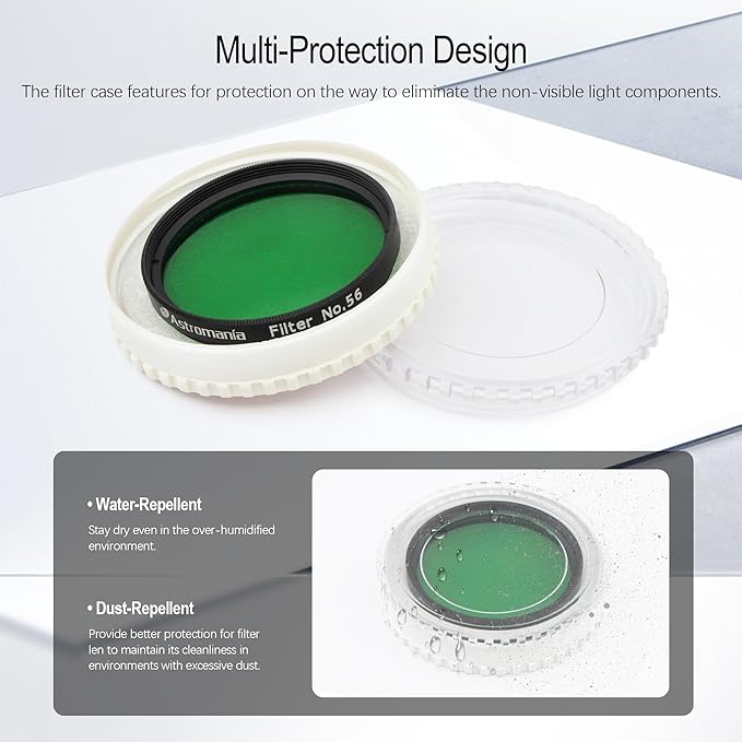 Astromania Telescope Filter 2 Inch - #56 Green, Planetary Filter for Astronomy Telescope & Eyepiece, Telescope Color Filter for Enhancing Contrast in Lunar Planetary Observation