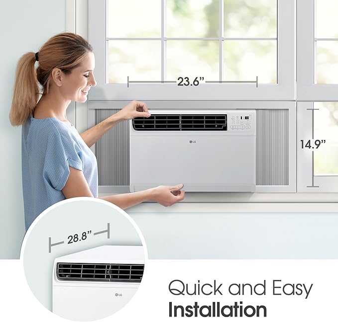 LG 14000 BTU Window Air Conditioner Energy Saving Dual Inverter Remote Control WiFi Enabled Works w/LG ThinQ, Alexa Washable Filer Ultra-Quiet Cools 700 Sq.Ft. for Large Room AC Unit White LW1522FVSM