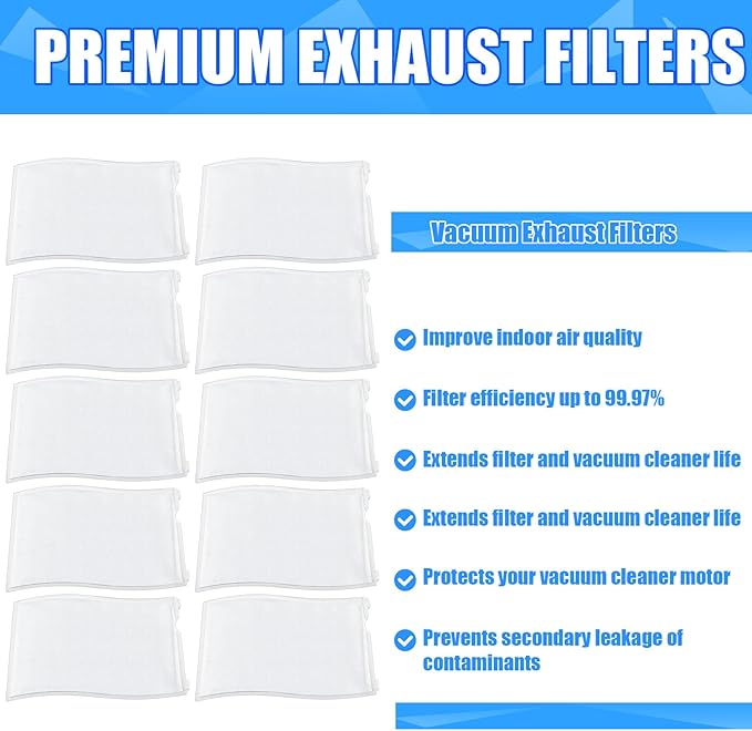 Tondiamo 10 Pcs Exhaust Filter Vacuum Cleaner Vacuum Filter Replacement